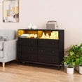 thumbnail image 5 of Comoda Cajonera para Recamara, Cómoda con Luces LED y Tomas de Corriente Integradas, Cómoda Moderna para Sala, Mueble Organizador Cajonera de Estructura Metal con 6 Cajones,120*40*93CM (Negro), 5 of 5