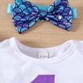 thumbnail image 3 of SonxaHe Newborn Girl's Outfits Birthday Short Sleeve Bodysuit Scale Print Pants Baby Stylish Cozy Summer Outfit Set,3-Piece Purple,Size 6-12 M, 3 of 8