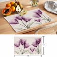 thumbnail image 6 of Spring Floral Placemats Set of 8, Watercolor Flowers Purple Tulip Linen Texture Non-Slip Place Mats Washable Table Mats for Kitchen Dining Table Decorations Indoor/Outdoor, 6 of 9