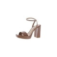 thumbnail image 4 of Steve Madden Camaron Dark Cognac Ankle Strap Squared Open Toe Platform Sandals (Dark Cognac, 8), 4 of 6