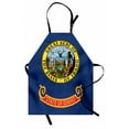 thumbnail image 1 of Idaho Apron, Gem State Flag Design Nostalgic Logo in Vibrant Colors Illustration, Unisex Kitchen Bib with Adjustable Neck for Cooking Gardening, Adult Size, Night Blue Multicolor, by Ambesonne, 1 of 4