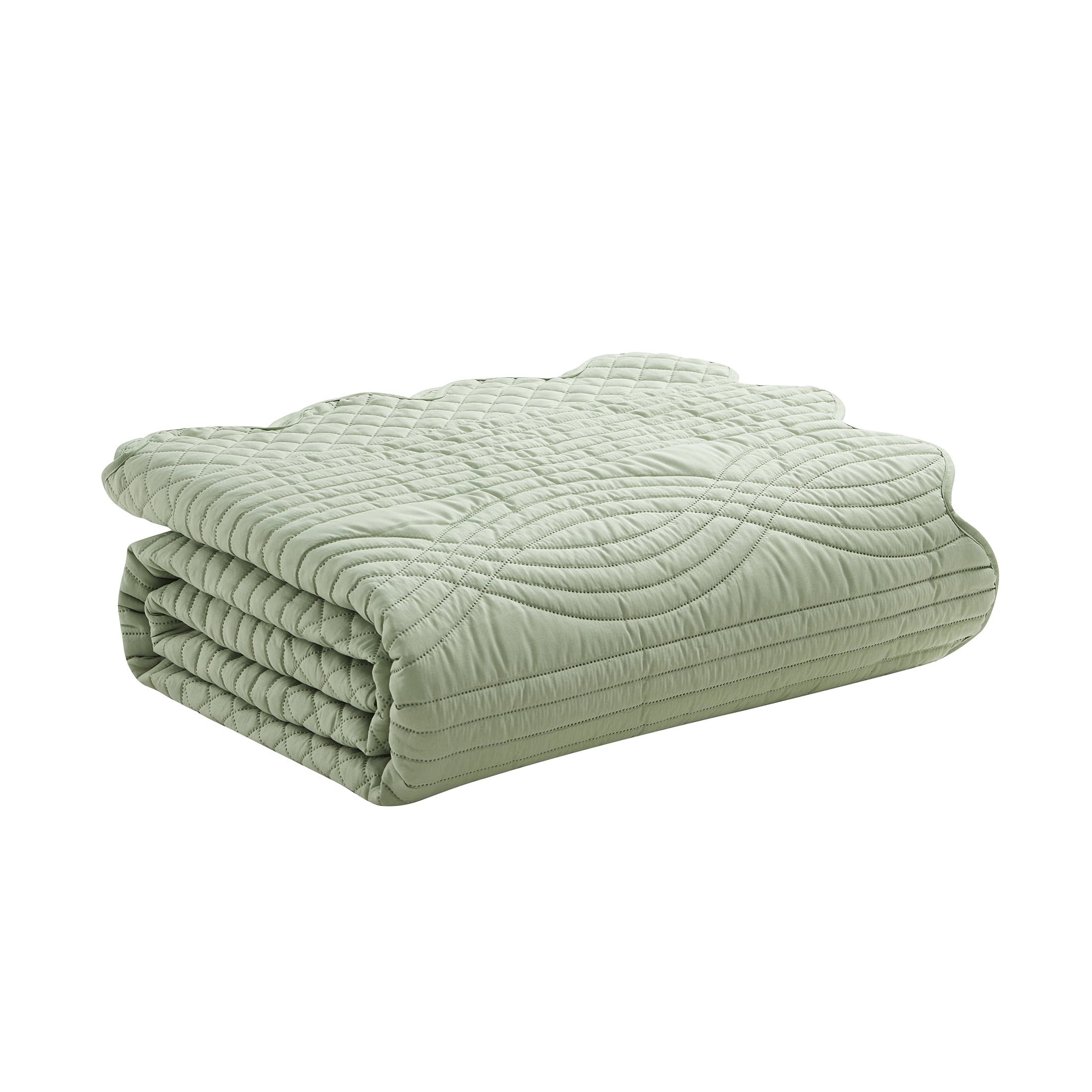 VCNY Home Green Scallop 2-Piece Adult Microfiber Quilt Set, Twin