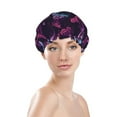 thumbnail image 3 of Kll Purple Butterfly Pattern Shower Cap & Bath Cap For Women,Reversible Oversized Waterproof Shower Caps For All Hair Lengths,Elastic Reusable Bathing Hair Cap, 3 of 9