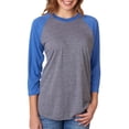 thumbnail image 1 of 6051 3/4-Sleeve Raglan T-Shirt - Vintage Royal/ Premium Heather - Large, 1 of 2