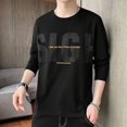 thumbnail image 4 of Camiseta informal de cuello redondo para hombre, camiseta estampada con citas verdes normales, elasticidad XXL, estilo coreano, camiseta XL, 4 of 5
