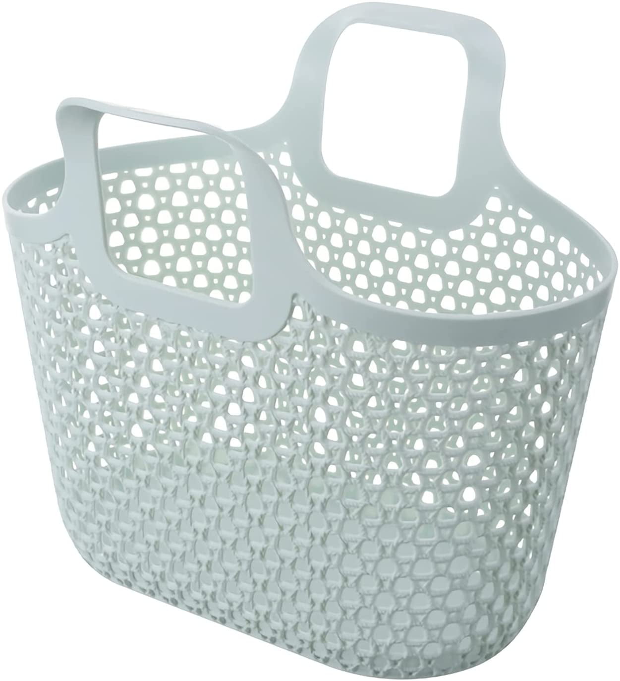 Foeses White Plastic Storage Organizer Basket with Handles, Shower Caddy Tote Portable Storage Bins for Bathroom, Dorm, Kitchen, Bedroom, Size: Small
