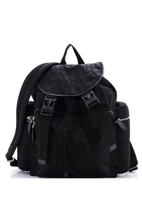 Pre-Owned Double Buckle Backpack Toile Iconograph Nylon By Rebag