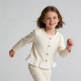 thumbnail image 3 of Cethrio Girls Long Sleeve Tops, Pullover Casual Soft Crew Neck Girls T-shirts Beige Size 7-8, 3 of 7