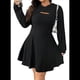 thumbnail image 2 of Conjunto de 2 Piezas para Mujer: Suéter, Vestido, Capa, Sin Mangas, Cuello Cuadrado y Cárdigan Corto de Larga, Conjunto de Punto, Negro, Talla L, 2 of 7
