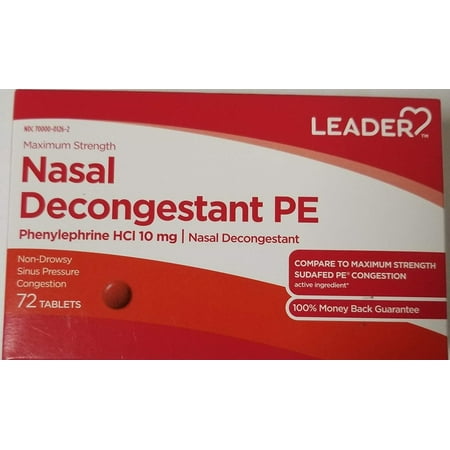 Pe Nasal Decongestant - Leader Nasal Decongestant PE, 72 Tablets Per Box