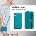 thumbnail image 3 of for iPhone Xr Wallet Case[13 Card Slots]:Multi-Function,Detachable 3 in 1,Women&Men Faux Leather Flip Strap Zipper Card Holder Phone Case with Shoulder Straps(Blue), 3 of 17