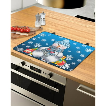 

Blue Snowman Christmas Stove Top Covers for Electric Stove Heat Insulation Fireproof Glass Cooktop Cover Counter Top Glass Stove Cover for Prevent Scratches 31 x24 Xmas Winter Snowflake Gifts