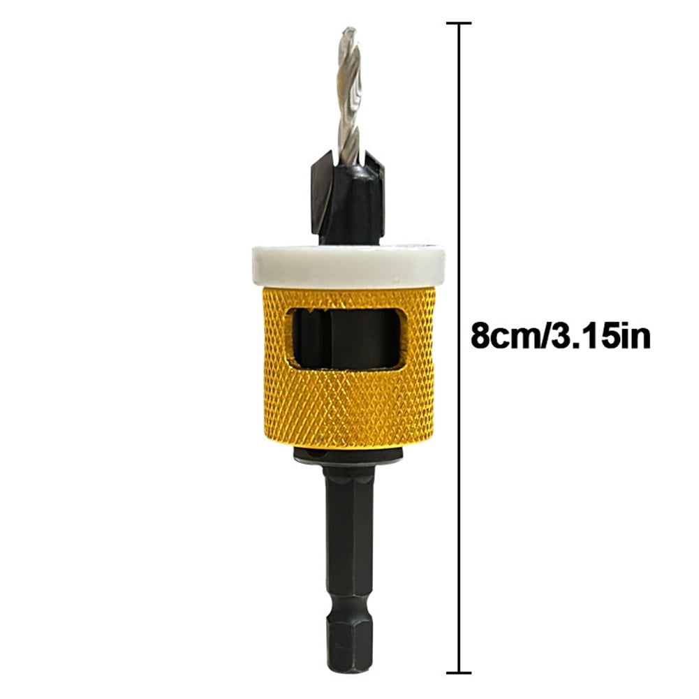 3 Pcs Countersink Drill Bit Set Replaceable With Adjustable Depth Stop Plastic