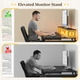 thumbnail image 4 of Exenoray 40" Compact Computer Desk with Built-in Power Strip & LED Light, 2 Drawers, 1 Storage Bag, Sturdy Metal Frame, Small Space Home Office Desk,Black, 4 of 8