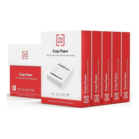 Staples Copy Paper, 8.5" x 11" Sheet Size, 92 Brightness, 20 lbs., Smooth Finish White Paper (500 Sheets/Ream, 5 Reams/Carton)