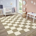 thumbnail image 4 of Garvee 8x10 Modern Checkered Area Rug Washable Rugs, Soft Non Slip Non Shedding Carpet Indoor Printed Accent Rug for Living Room Bedroom Home Decor，Beige and Camel, 4 of 8