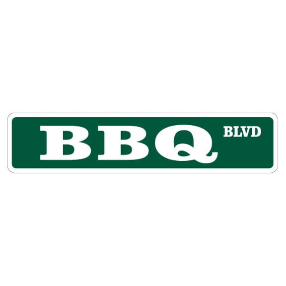 SignMission A-18-SS-BBQ BBQ Aluminum Street Sign for Barbeque Lover Grill Sauce Grilling