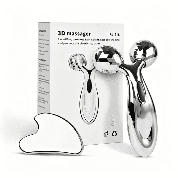 XIRQI Stainless Steel Gua Sha and Face Roller Set,Facial Tool for Face Sculpting,Metal Skin Care,Massager for Women,Cooling Face Roller