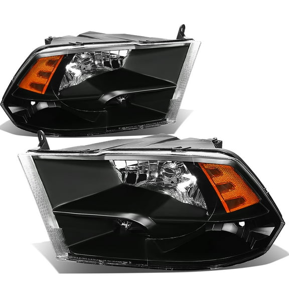 Nuvision for 09-18 Ram 1500 2500 3500 Quad Black Housing Amber Corner Headlights Piar