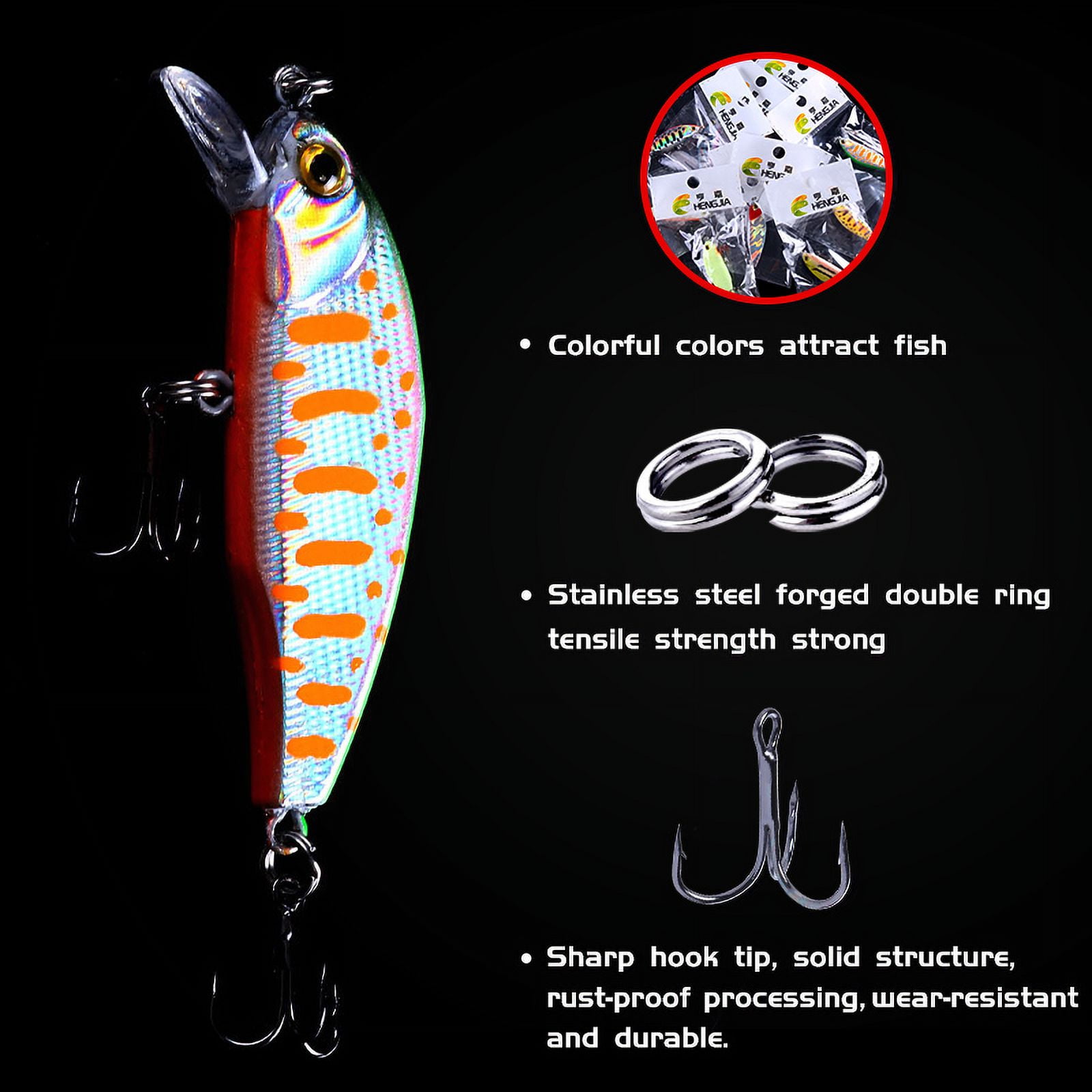 HENGJIA Fishing Lures Large Hard Bait Minnow VIB Lure with Treble Hook Life-Like Swimbait Fishing Bait Popper Crankbait Sinking Lure for Trout Bass Walleye Redfish