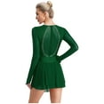 thumbnail image 2 of Runhomal Robe de Danse Lyrique pour Femmes Patchwork en Maille Manches Longues Justaucorps Costume de Danse Moderne Vert m, 2 of 7