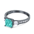 thumbnail image 2 of Princess Cut Art Deco Ring Black Tone Paraiba Tourmaline CZ 925 Sterling Silver Size 5, 2 of 6