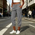 thumbnail image 2 of ZHYou No Boundarie Womens Capri Pants Slim Fit Cuffed Leg Corduroy Elastic Waist Cropped Tapered Joggers with Pockets,Gray,Size XL, 2 of 9