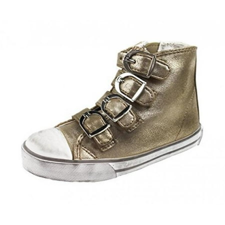 

Amiana Toddler s 4 Buckle Sneaker Gold Metallic Fog 24 EU 8 US