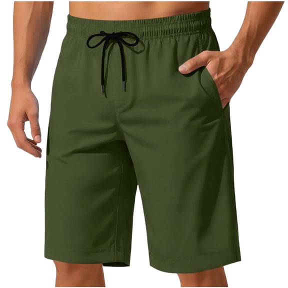 Abomasnow Men's Big and Tall Shorts Elastic High Waisted Drawstring Hiking Shorts Casual Lightweight Water Resistant Work Outdoor Shorts with Pockets