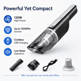thumbnail image 2 of Alvantor Cordless Handheld Car Vacuum Cleaner, 12000Pa Portable Rechargeable Mini Vacuum, Silver, 2 of 7