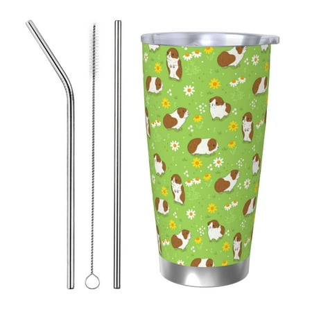 

Lukts Guinea Pigs for 20OZ Car Cup Stainless Steel Direct Drinking Straw Thermos Cup Suitable for Office Travel and Car-Straw Three-piece Set