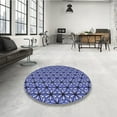 thumbnail image 4 of Ahgly Tapis Rond Lavable en Machine Intérieur Transitionnel Bleu Denim, 5 Pieds Rond, 4 of 7