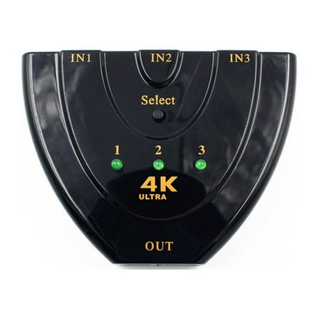 4K 3 Port Switch Splitter Audio Video Switcher for HDTV DVD (Black)