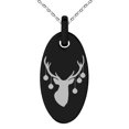 thumbnail image 1 of Black Stainless Steel Ornament Reindeer Engraved Small Oval Charm Pendant Necklace, 1 of 1