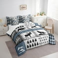 thumbnail image 3 of Erosebridal Deer Antler Bedding Sets Twin Size,Bear Silhouette Paws Comforter Sets with Sheets,Blue Geometric Patchwork Plaid Bed in a Bag Twin Size,Ultra Soft Bedroom Decoration,7-Piece, 3 of 6