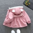 thumbnail image 4 of SGFCWSX Girls Bear Ear Hooded Jacket Kids Lightweight Zip Up Waistband Windproof Fall Spring Outerwear Coat Pink Size 18-24 Months, 4 of 4