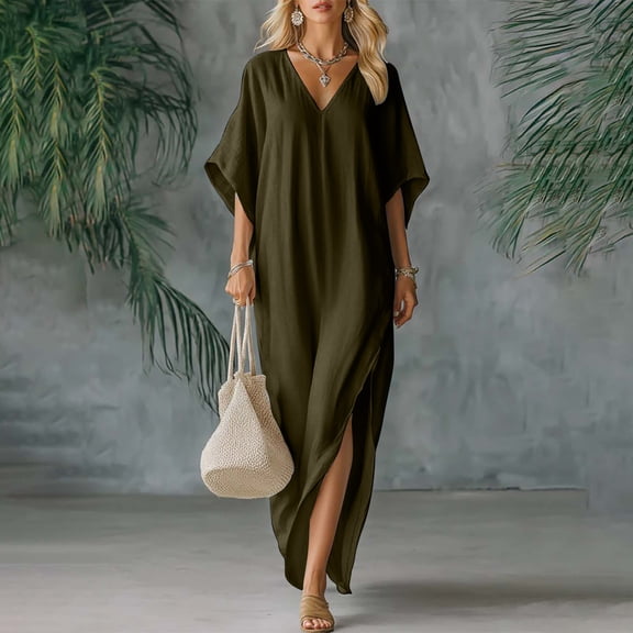 TaTaai Women's Casual Short Sleeve Maxi Dress with Loose Relaxed Fit, Soft Breathable Fabric, and Comfortable Everyday Style Gift