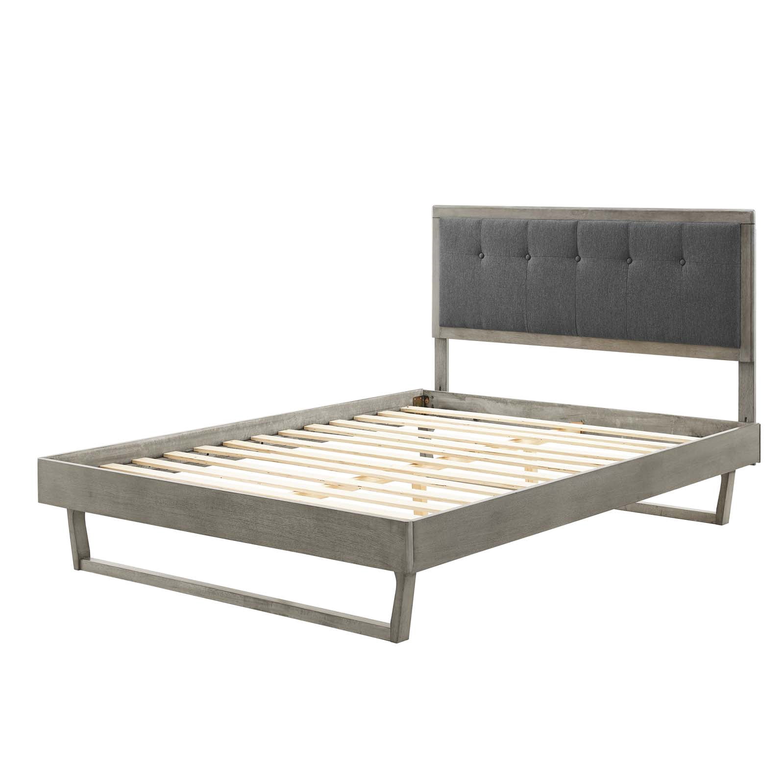 Platform Bed Frame, King Size, Wood, Grey Gray, Modern Contemporary Urban Design, Bedroom Master Guest Suite