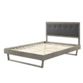 thumbnail image 3 of Platform Bed Frame, King Size, Wood, Grey Gray, Modern Contemporary Urban Design, Bedroom Master Guest Suite, 3 of 10