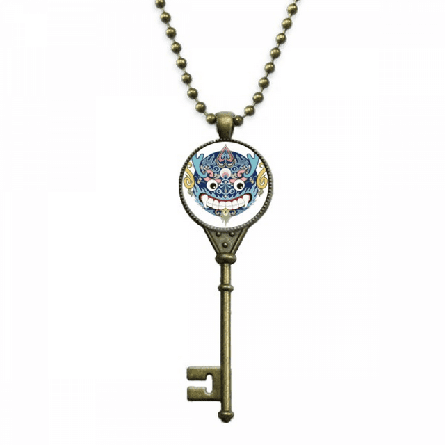 China Chinese Dragon Head Traditional Pattern Key Necklace Pendant Tray Embellished Chain