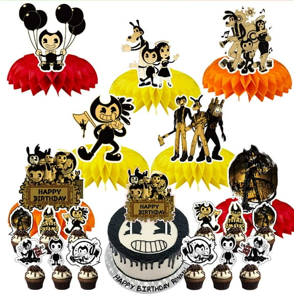 Bendy and the Ink Machine Party Decorations Centerpieces Cake Toppers Supplies for Birthday Photo Props Honeycomb Table Toppers
