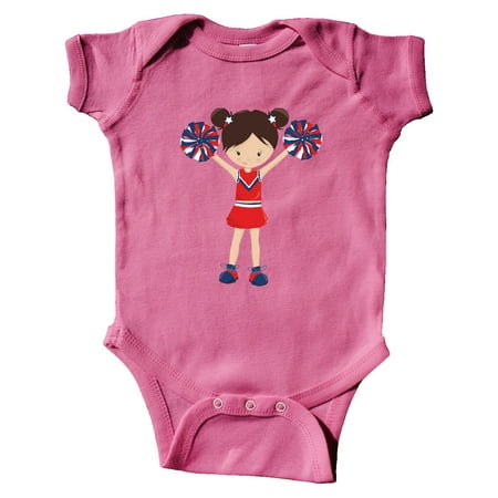 

Inktastic Cheerleaders Girl With Brown Hair Red Uniform Gift Baby Girl Bodysuit