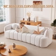 thumbnail image 3 of Lunale 98" Curved Bonelessd Sofa, 3-Seater Floor Cloud Couch, No Assembly Required, Modern Corduroy Bubble Sofa for Living Room, Beige, 3 of 9