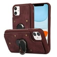 thumbnail image 1 of ELEHOLD for iPhone 11 Leather Wallet Case,with Card Slots Holders Ring Stand Magnetic Buckle Kickstand Function Shockproof Purse Case, Winered, 1 of 8
