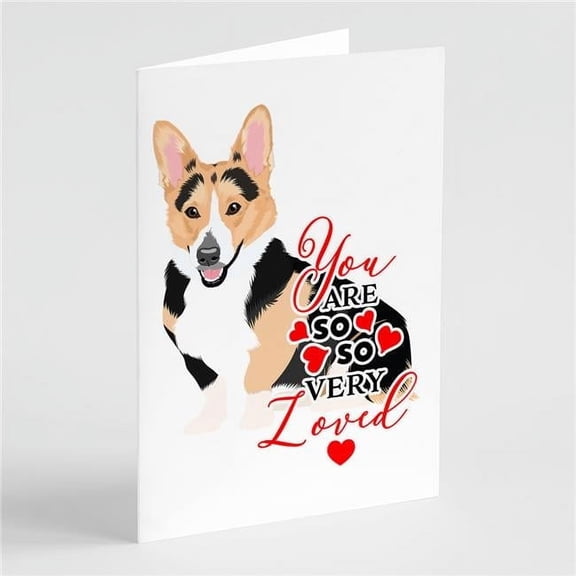 Pembroke Welsh Corgi Tricolor Red-Headed so Loved Greeting Cards and Envelopes Pack of 8 7 in x 5 in