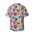 thumbnail image 2 of Balery Skulls and Roses Men's Casual Button Down Shirt Short Sleeve Textured Summer Cuban Beach Shirts-4X-Large, 2 of 7