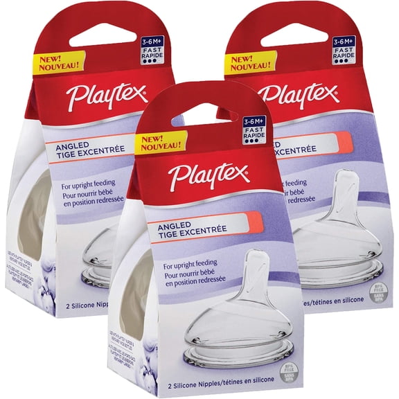 Playtex Angled Nipple, Fast Flow, 2-Count, 3 Pack