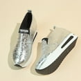 thumbnail image 6 of Mepaouo Women's Platform Slip on Shoes Sparkle Sequin Walking Running Work Wedge Sneakers(Silver,7.5), 6 of 9