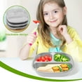 thumbnail image 6 of AEVXKHI 4PCS Stainless Steel Kids Plates, Stackable Toddler Plates, Balanced Bites Divided Plates, Anti Rust Food Tray Dishes with Lid, Portion Control Platter with 3 compartments for Picnic Camping, 6 of 10