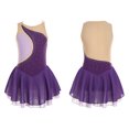 thumbnail image 3 of Traje de patinaje sobre hielo para niñas con brillantes diamantes de imitación, maillot de ballet, vestido de baile lírico con dobladillo irregular, vestido de tutú y leotardo, 3 of 5